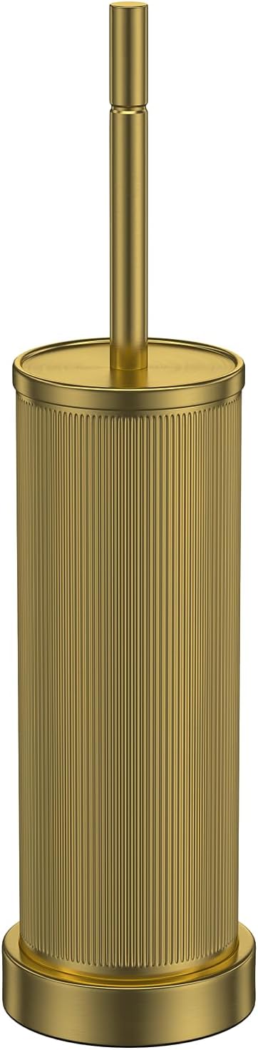 Metal Vertical Grain Toilet Bowl Brush and Holder Set Scrubber Warm Gold