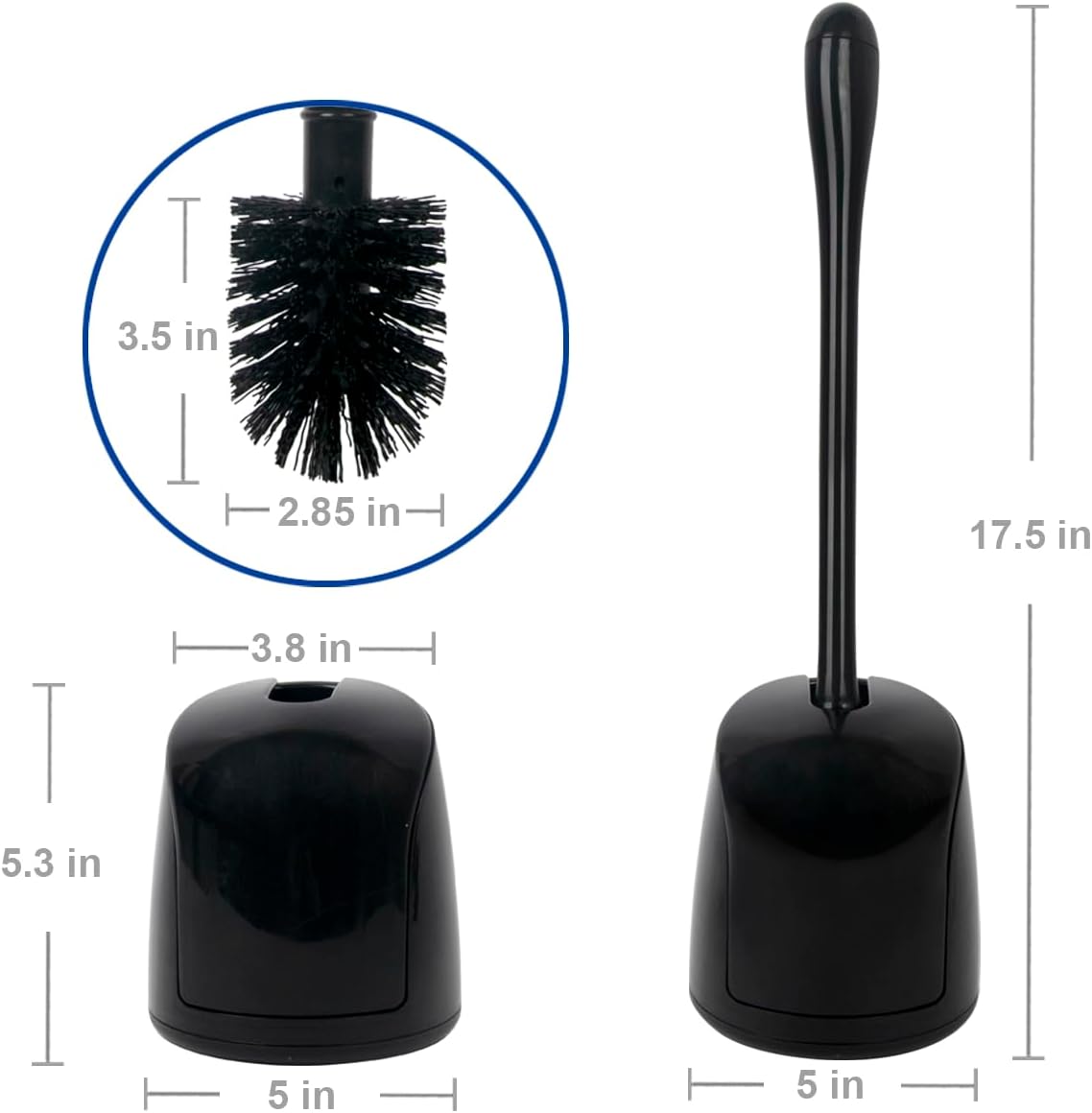 CELOX Toilet Bowl Brush and Holder for Bathroom Cleaning, 2 Set，Black