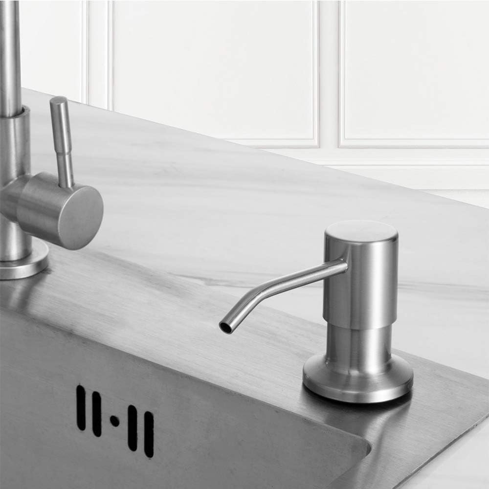 Soap Dispenser for Kitchen Sink, Built in Sink Soap Dispenser Lotion Dispenser with 17 Ounce Bottle, Stainless Steel Sink soap Dispenser, Brushed Nickel