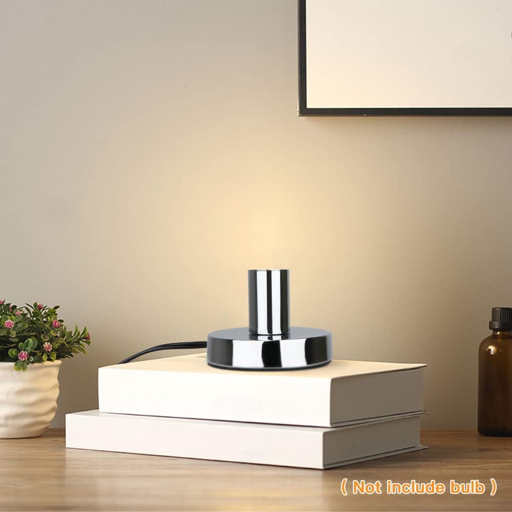 Helunsi Industrial Table Lamp Base, E26 E27 Silver Lamp Base Without Shade