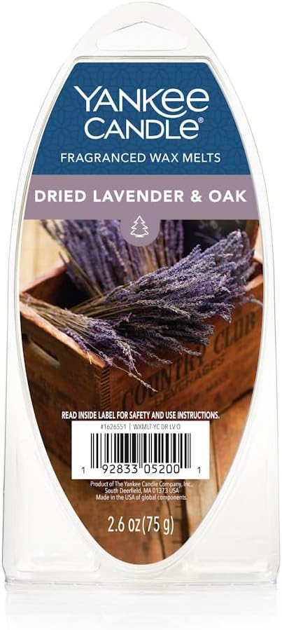 Yankee Candle Scented Wax Melts for Wax Warmers, Long Lasting Home Fragrance, Odor Eliminating Wax Cubes, Dried Lavender & Oak, 6 Count (Pack of 4)