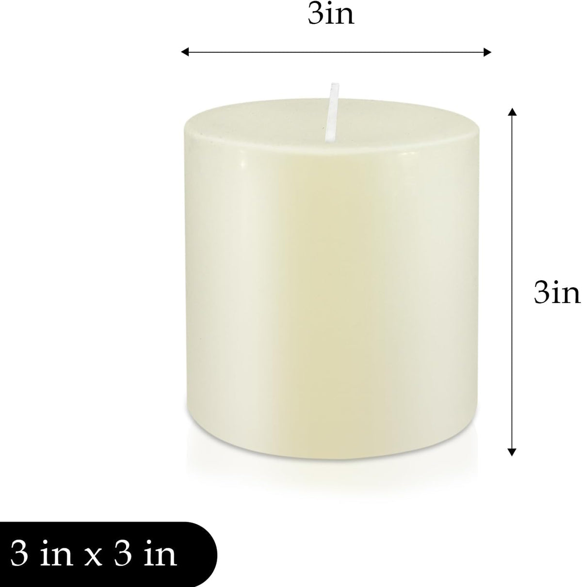 Pillar Candle Set 3, 3 x 3 inch Ivory, Decorated Rustic Dinner unscented Candles, Ideal for Wedding or Large for Home interiors