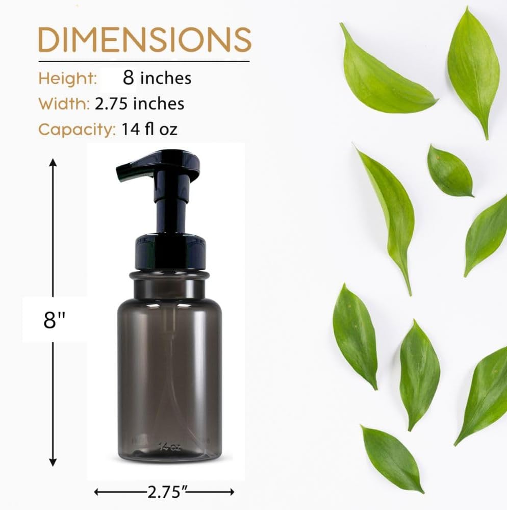 14 oz Plastic Foaming Soap Bottle Dispenser (Gray/Black)