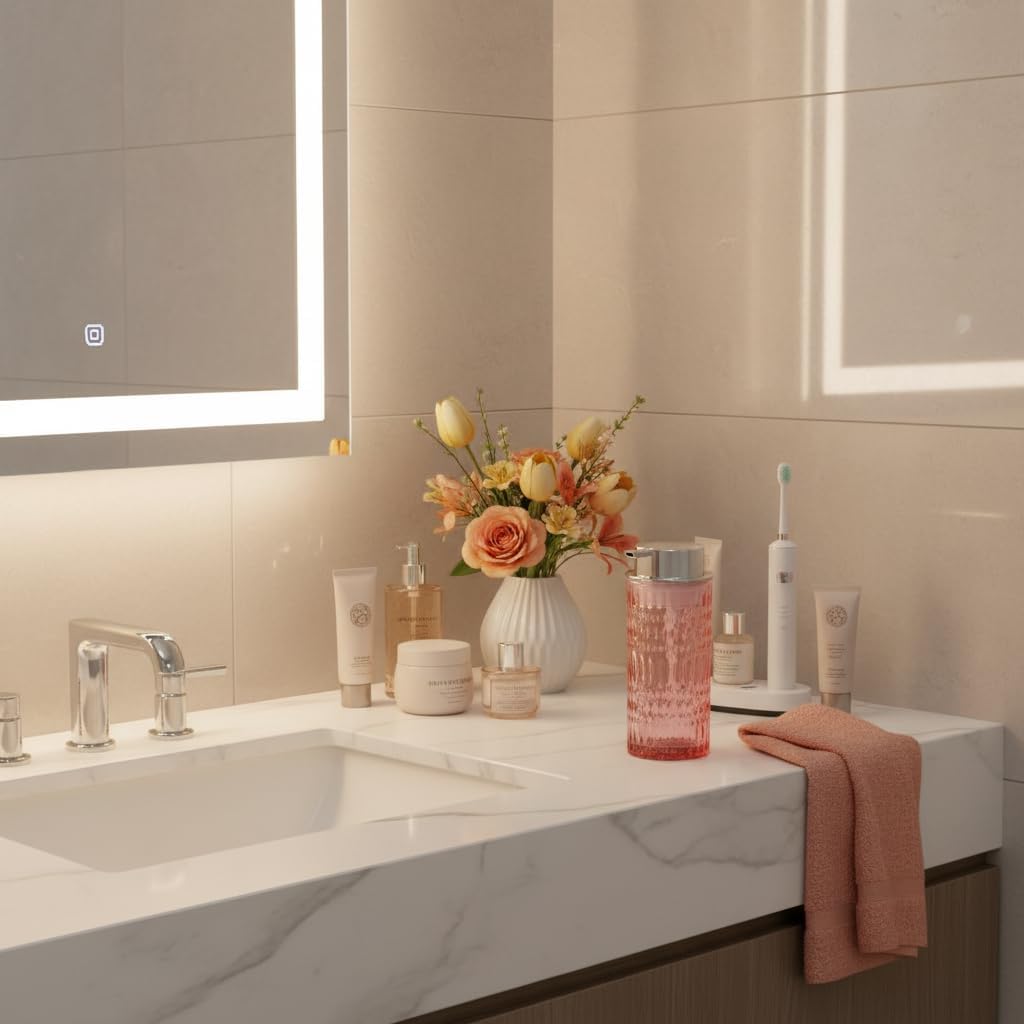 Pink Glass Foaming Soap Dispenser