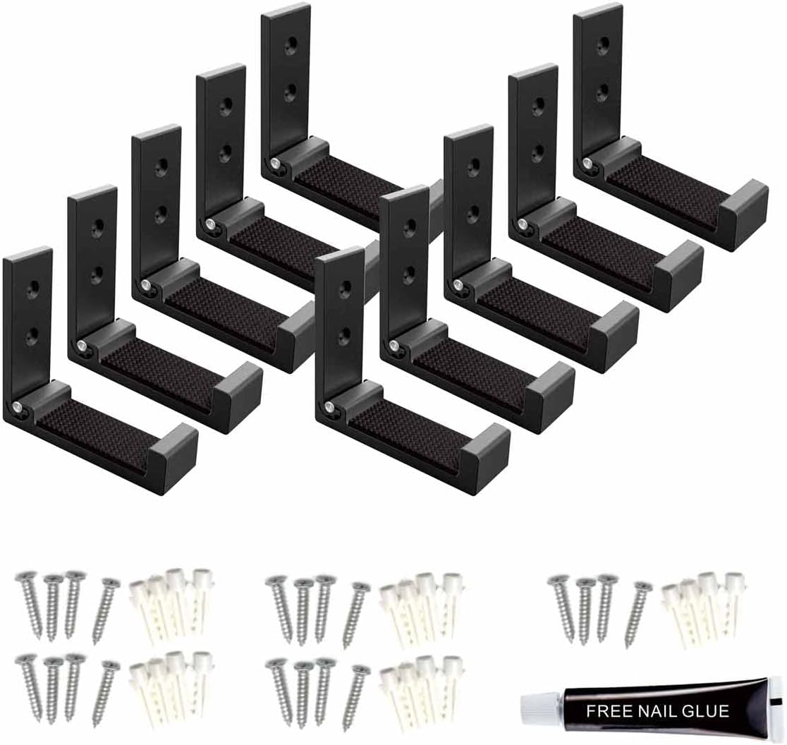 Wall Hooks for Hanging: Folding Coat Hooks 12PACK Heavy Duty Wall Mounted Hook Hangers for Hanging Key Coat Towel Hat Bag Backpack Headphone in Door Bathroom Closet(BlackPro)