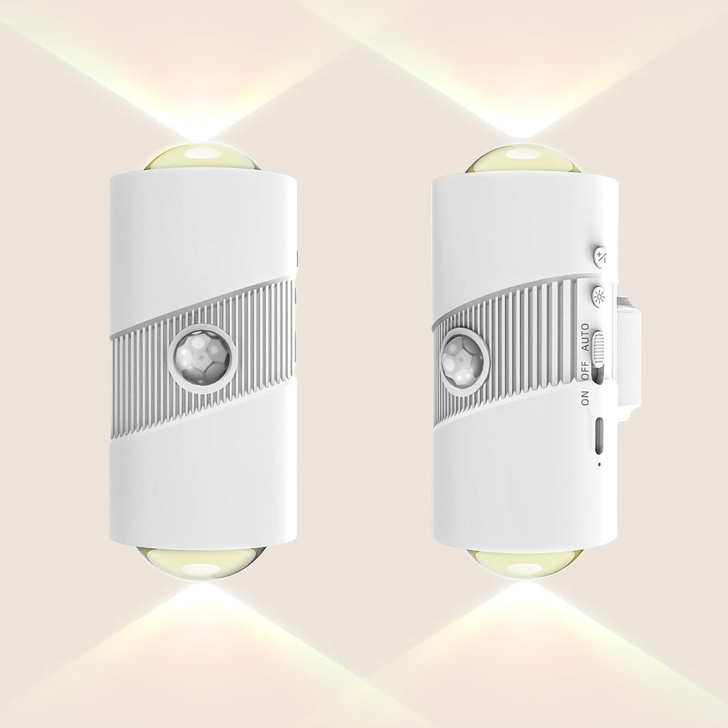 Motion Sensor Night Light,Smart LED Night Lights with Magnetic,Dimmable Night Lamp,8 RGB Colors,Portable Rechargeable Night Light for Indoor,Hallway,Bathroom,Stairway Christmas Decor White 2 Pcs