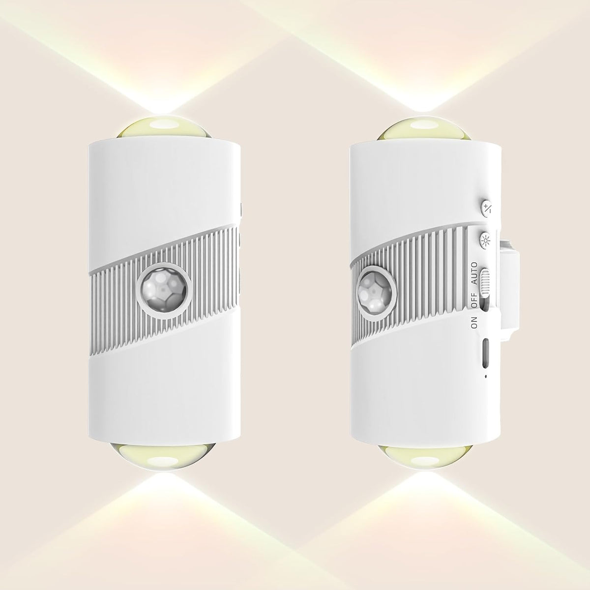 Motion Sensor Night Light,Smart LED Night Lights with Magnetic,Dimmable Night Lamp,8 RGB Colors,Portable Rechargeable Night Light for Indoor,Hallway,Bathroom,Stairway Christmas Decor White 2 Pcs