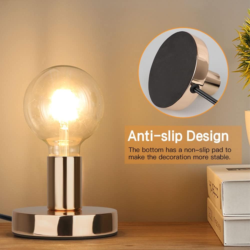Helunsi Industrial Table Lamp Base, E26 E27 Gold Lamp Base Without Shade