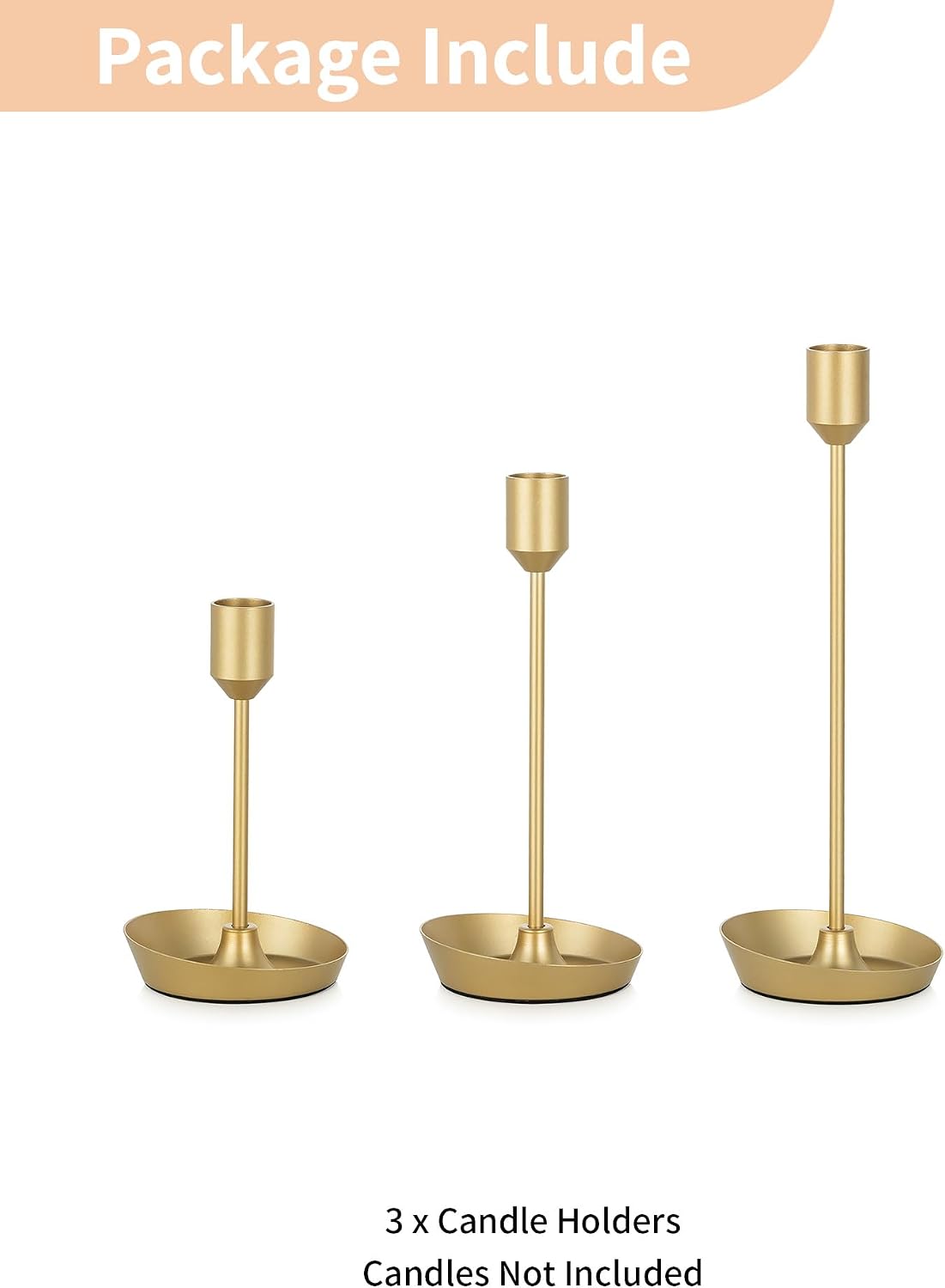 NUPTIO Taper Candle Holders for Centerpiece: Matte Gold Candlestick Holder