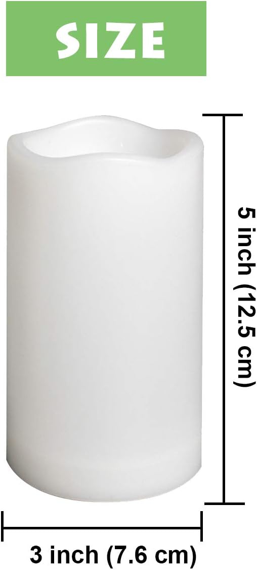 Waterproof Outdoor Flameless Pillar Candle with Timer, 1 Pack, 3” x 5”