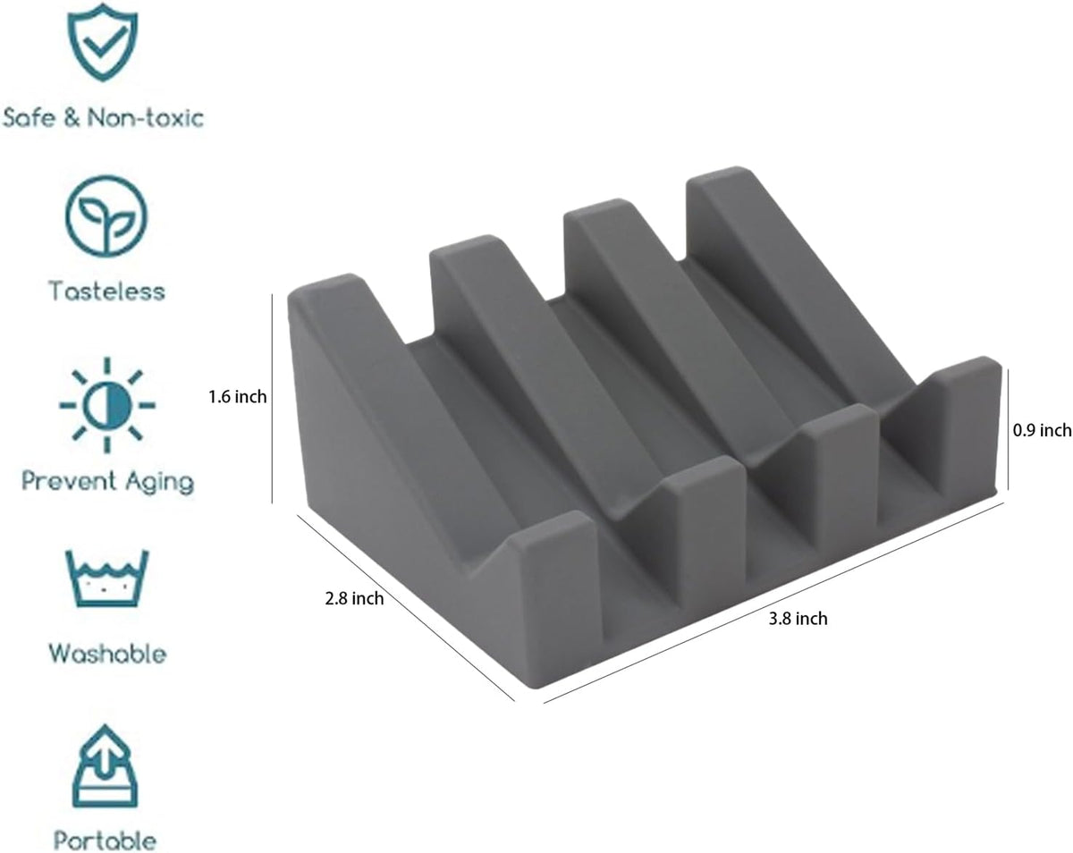 Silicone Soap Dish, Bar Soap Holder for Shower Bathroom, Kitchen, Bathtub, Self Draining Waterfall Drying Tray Keep Soap Bars Dry Clean & Easy Cleaning (Grey)