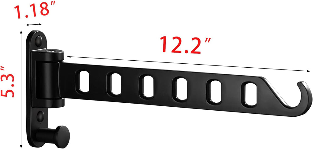 JOOM Clothes Drying Rack Wall Mounted, 13-Inch Foldable Arm, Black 2 Pack