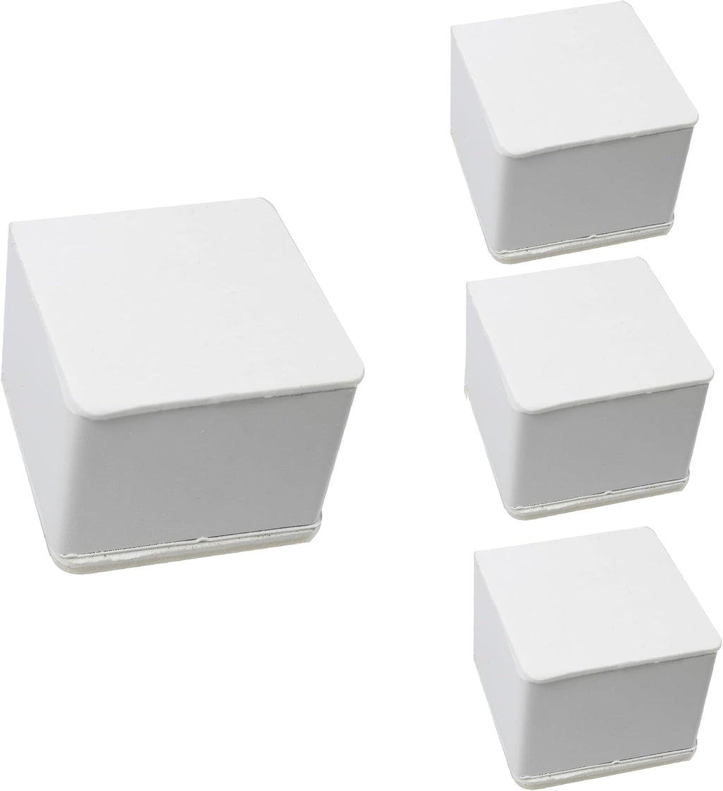 4PCS 2Inch Self-Adhesive Square Furniture Riser, White Carbon Steel Bed Table Sofa Lift Riser, Heavy Duty Couch Cabinet Riser, Adds 2Inch Height with Felt Pad