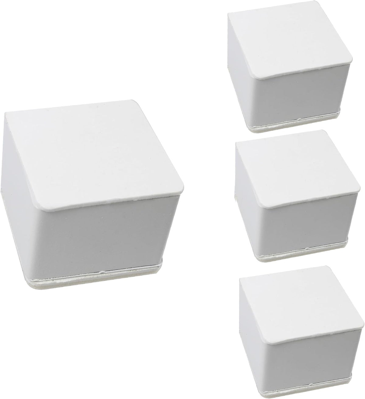 4PCS 2Inch Self-Adhesive Square Furniture Riser, White Carbon Steel Bed Table Sofa Lift Riser, Heavy Duty Couch Cabinet Riser, Adds 2Inch Height with Felt Pad