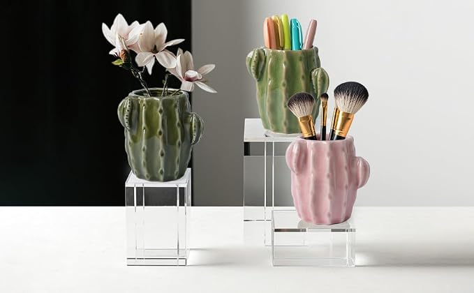 Cactus Toothbrush Holder,Western Stable Ceramic Pink Toothbrush Holder