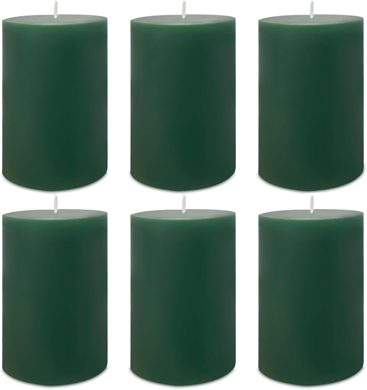 6 Pack 2x3 inch Pillar Candles, Green Unscented Votive Candle for Celebration Home Decoration, Dripless and Long Burning Time