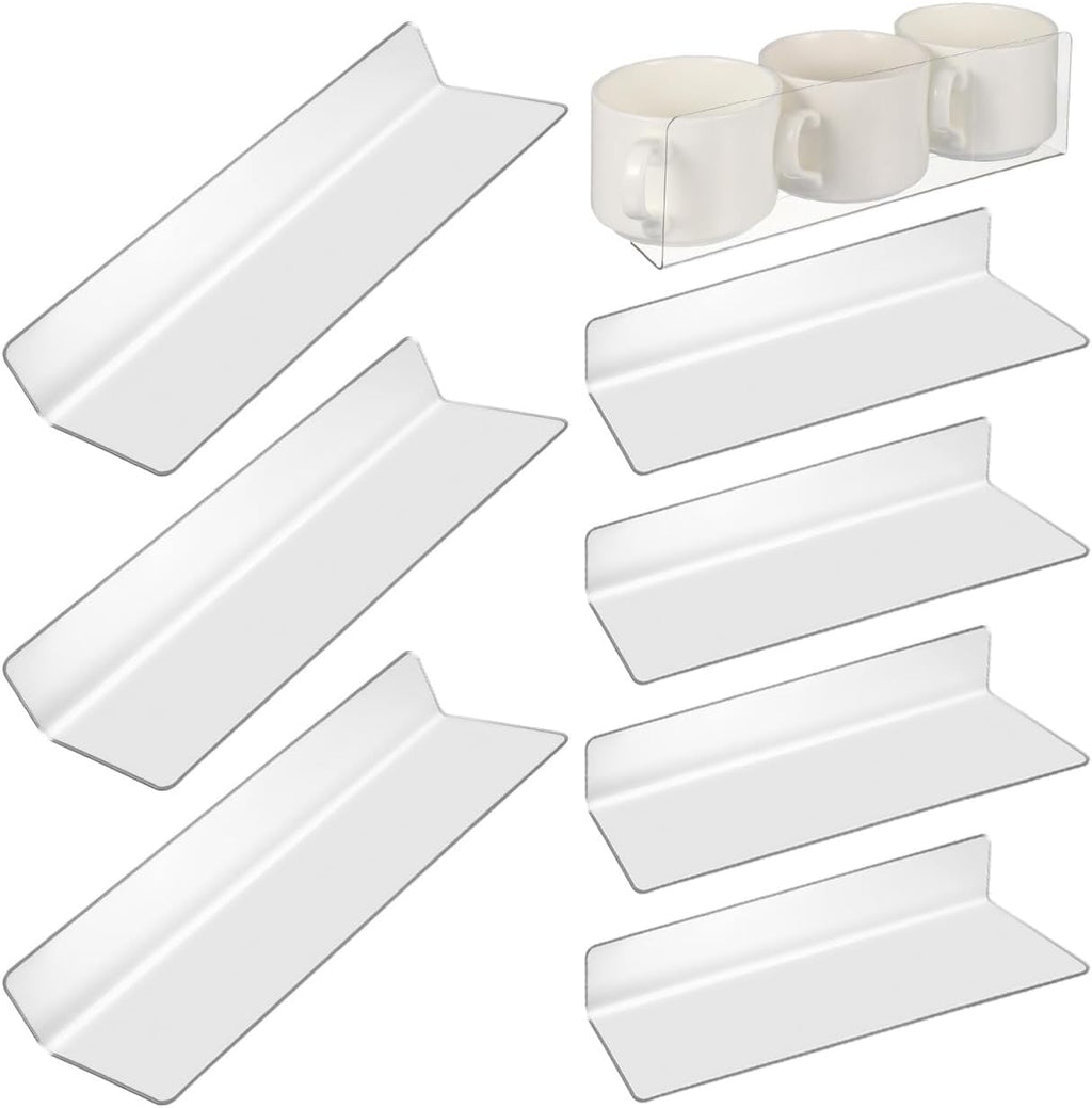 Cabilock 20pcs L-Shaped Shelf Dividers 7.87 Inch Clear Plastic Organizers for Home Cabinet and Supermarket Shelves Stable Design for Efficient Storage of Drinks Bread and Snacks