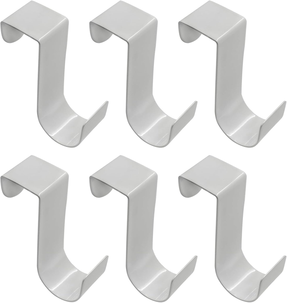 6 Pack Over The Cabinet Door Hook, 70mm Metal (White)