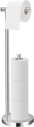 Toilet Paper Holder Stand, Chrome Bathroom Toilet Paper Stand,Large Reserve