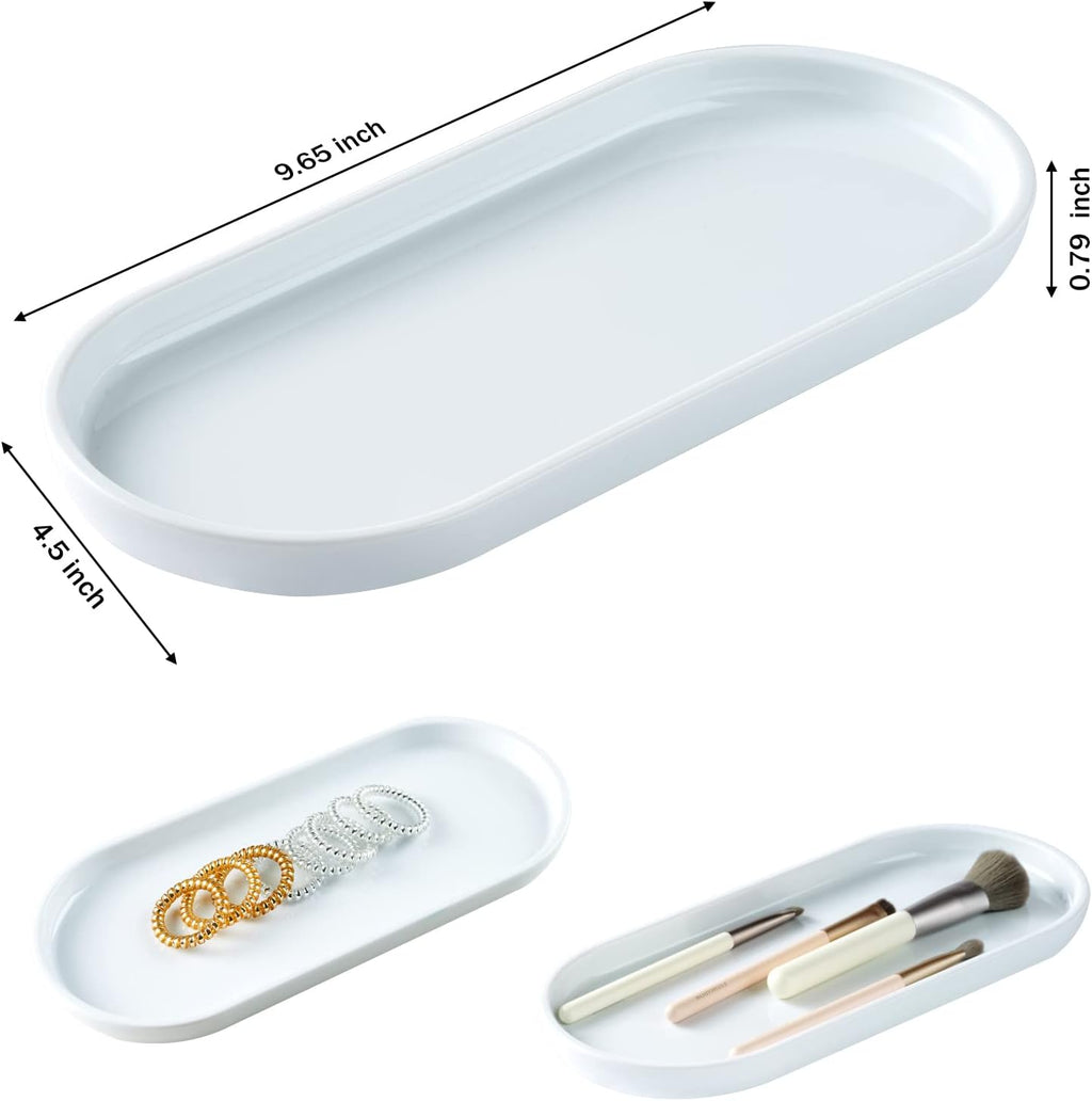 SheeChung Acrylic Vanity Tray, Bathroom Makeup Organizer Countertop, White