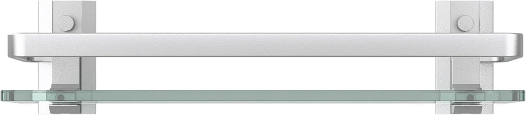 Danpoo Clear Tempered Glass Wall Shelf, Wall-Mounted Organizer for Bathroom, Kitchen(Matte Silver)
