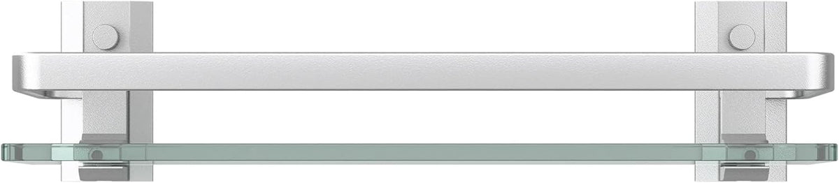 Danpoo Clear Tempered Glass Wall Shelf, Wall-Mounted Organizer for Bathroom, Kitchen(Matte Silver)