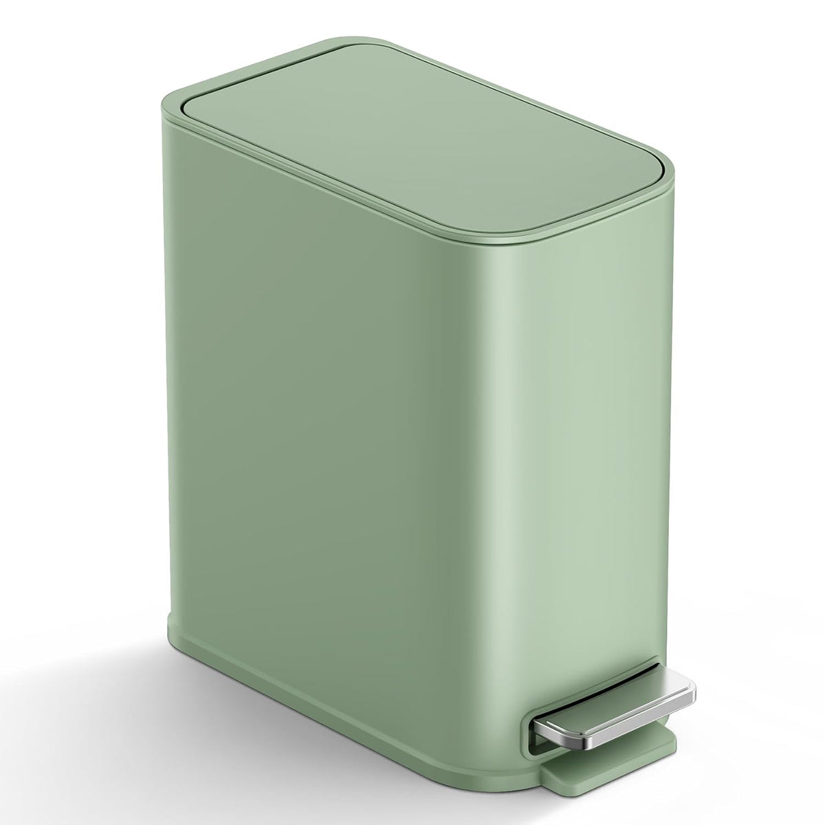 TIPGO Small Bathroom Trash Can with Lid Soft Close,1.3 Gallon, Green