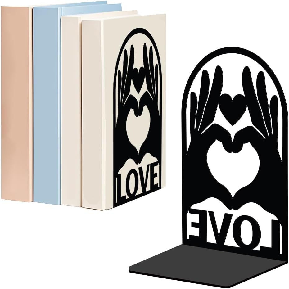 WADORN 1 Pair Metal Decorative Bookend for Shelves, Heavy Duty Book Ends