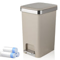 UUJOLY Small Bathroom Trash Can with Lid Step Pedal, 2.6 Gallon, Khaki