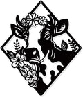 NBEADS Cow Flower Metal Wall Art Decor, Matte Black Wall Hanging Decor Silhouette Wall Art for Home Bedroom Living Room Bathroom Kitchen Office Hotel Wall Decoration, 10.3×8.86"(26.2x22.5cm)