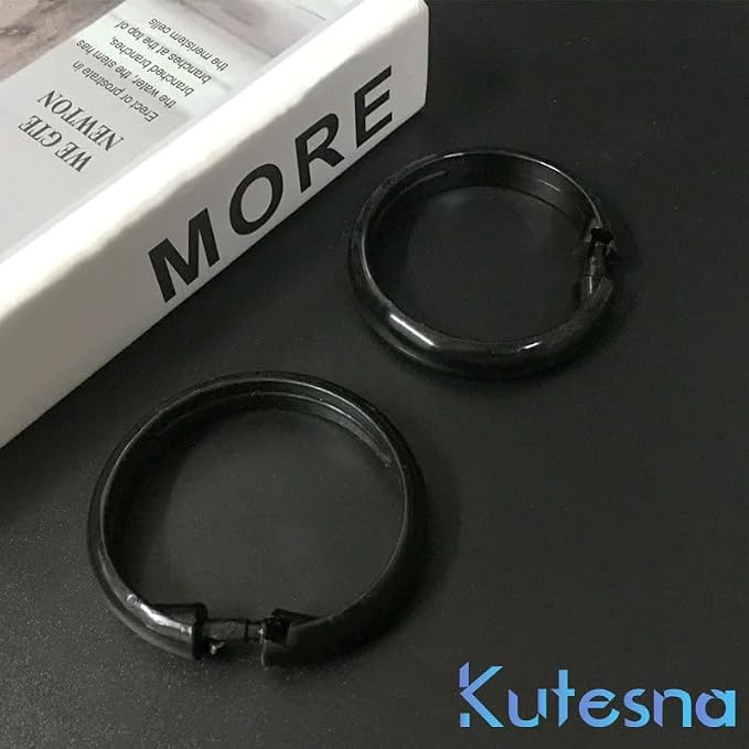 Kutesna 24PCS Shower Curtain Hooks,Black Shower Curtain Rings