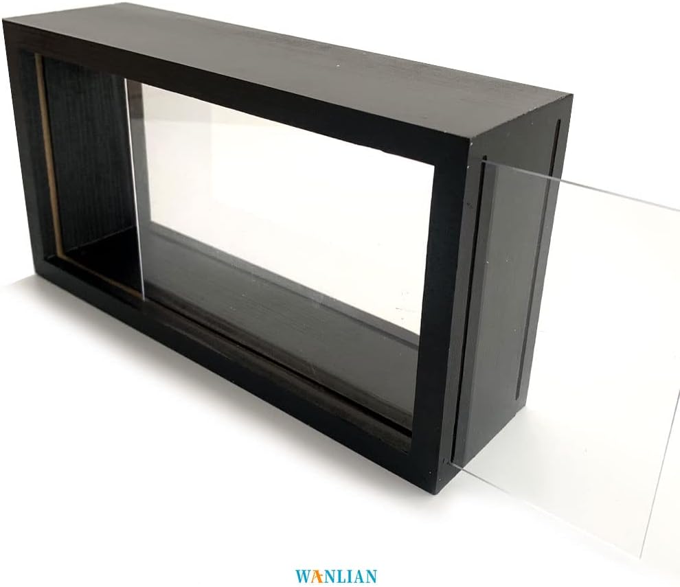 Shadow Box Frame,Wooden Double-Sided High-Definition Plexiglass Storage Box, DIY Display Box, Suitable for Dried Flowers, Specimens, Handicrafts, Baby Souvenirs and Photos (Black)