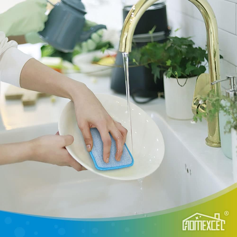 HOMEXCEL 12PK Scrub&Wipe Cloths, Dual-Sided Non-Scratch Sponges for Kitchen