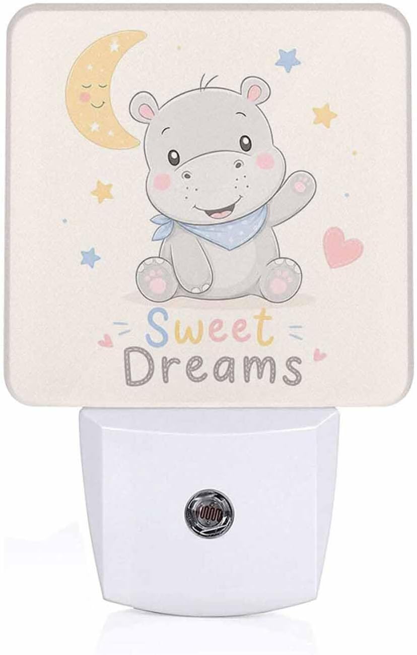 LED Night Light Lamp with Smart Sensor Dusk to Dawn Sensor,Cute Hippo Cartoon Night Light Daylight White,0.5W Plug-into Wall for Adults,Bedroom,Bathroom,Hallway,Kitchen