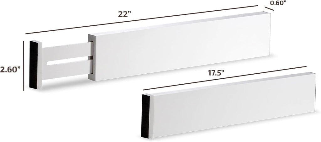 6-Pack Drawer Dividers 2.6-Inch High Dresser Organizer 16 to 22 Inch, White