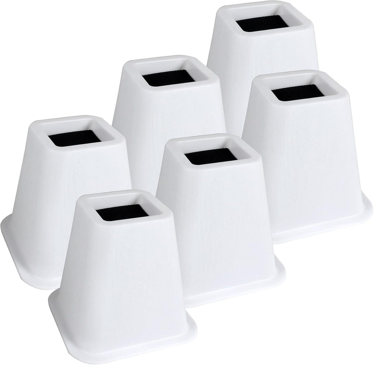 DEDU Bed Risers 6 Inch Heavy Duty 6 Pack, Furniture Risers for Sofas Oversized, Couch Risers with Non-Slip Pad Supports Up to 2200 Lbs for Bed, Desk, Chair (White)