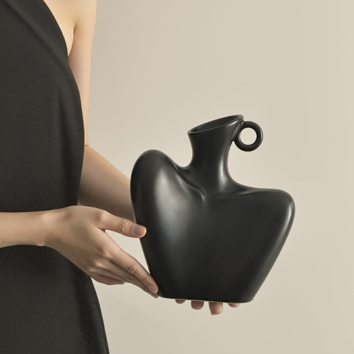 Ceramic Vase, Human Body Vase for Home Decor, Modern Minimalist Boho Vase for Living Rooms, Bedrooms, Shelves, Dining Tables, Bathrooms, and Offices (Black)