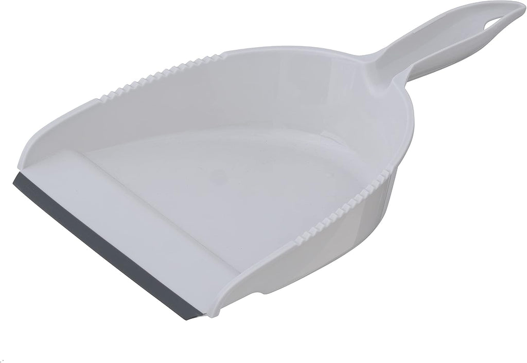 Dustpan and Brush Set, Hand Broom with Ergonomic Grip Handle - Rubber Edge for Easy Dirt Pickup, Durable Material - Grey & Blue Hand Brush by Superio, 2-Pack (Gray, 2-Pack)