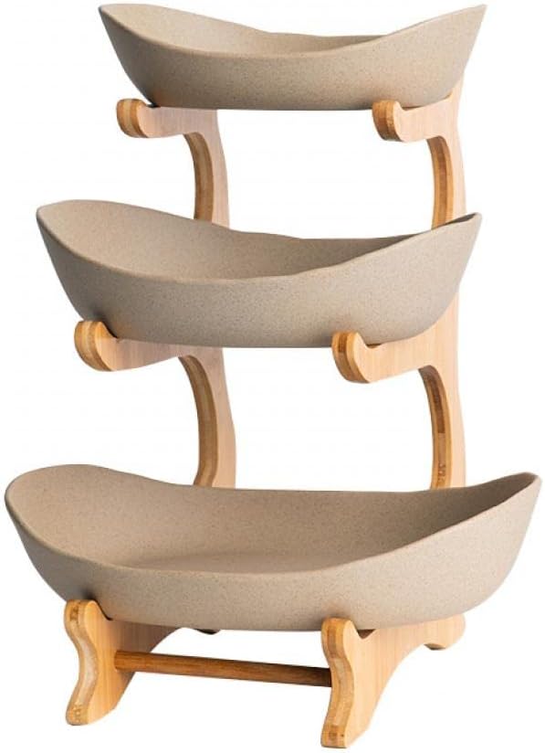 jessie 3 Tiered Fruit Bowls Wooden Stand Ceramics Tiered Tray Decor Serving Fruit Cup Cake Dessert for Party Wedding Farmhouse (Porcelain)