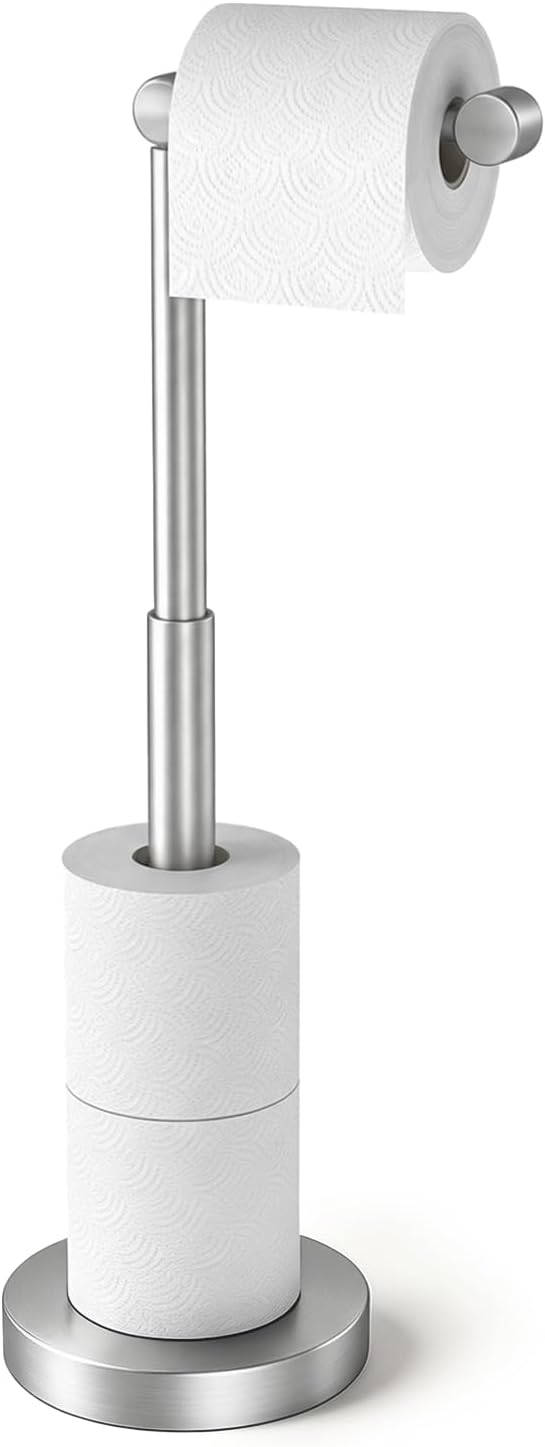 YUMORE Toilet Paper Holder Stand, Minimalist Design, Brushed Nickel