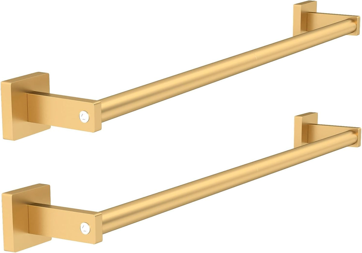 MKO Towel Bar for Bathroom, 24" 2 Pack Wall Mounted Towel Rack, Gold