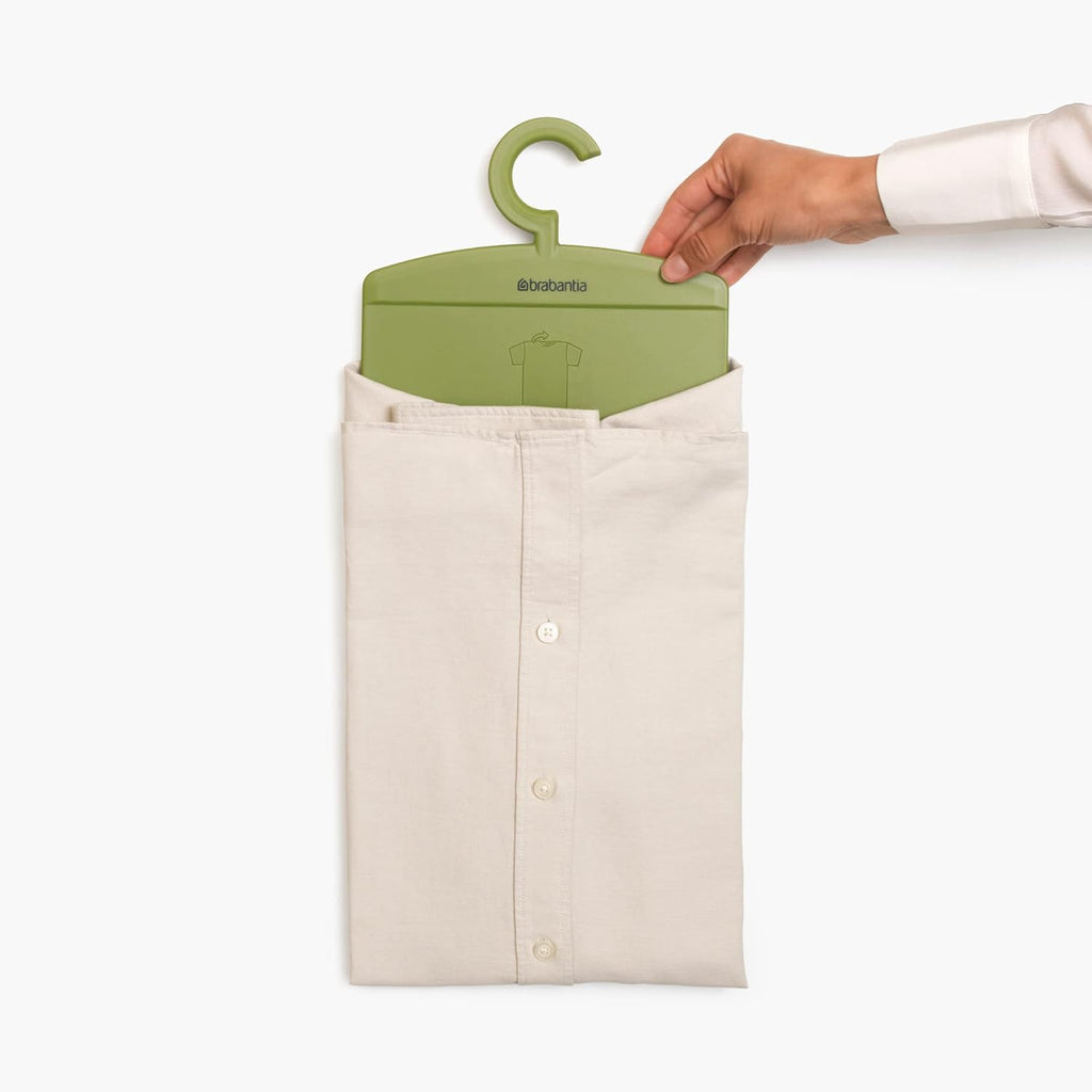 Brabantia Shirt Folder Board with Hanging Hook & Instruction Images | Calm Green | Clothes Folder Laundry Helper for Tidy Closet | Folds T-Shirts & Sweaters Without Creases | Hang to Store in Closet