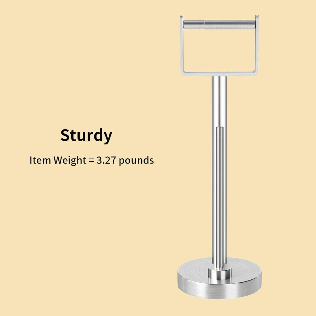 YUMORE Toilet Paper Holder Stand with Storage Weighted Base, Brushed Nickel