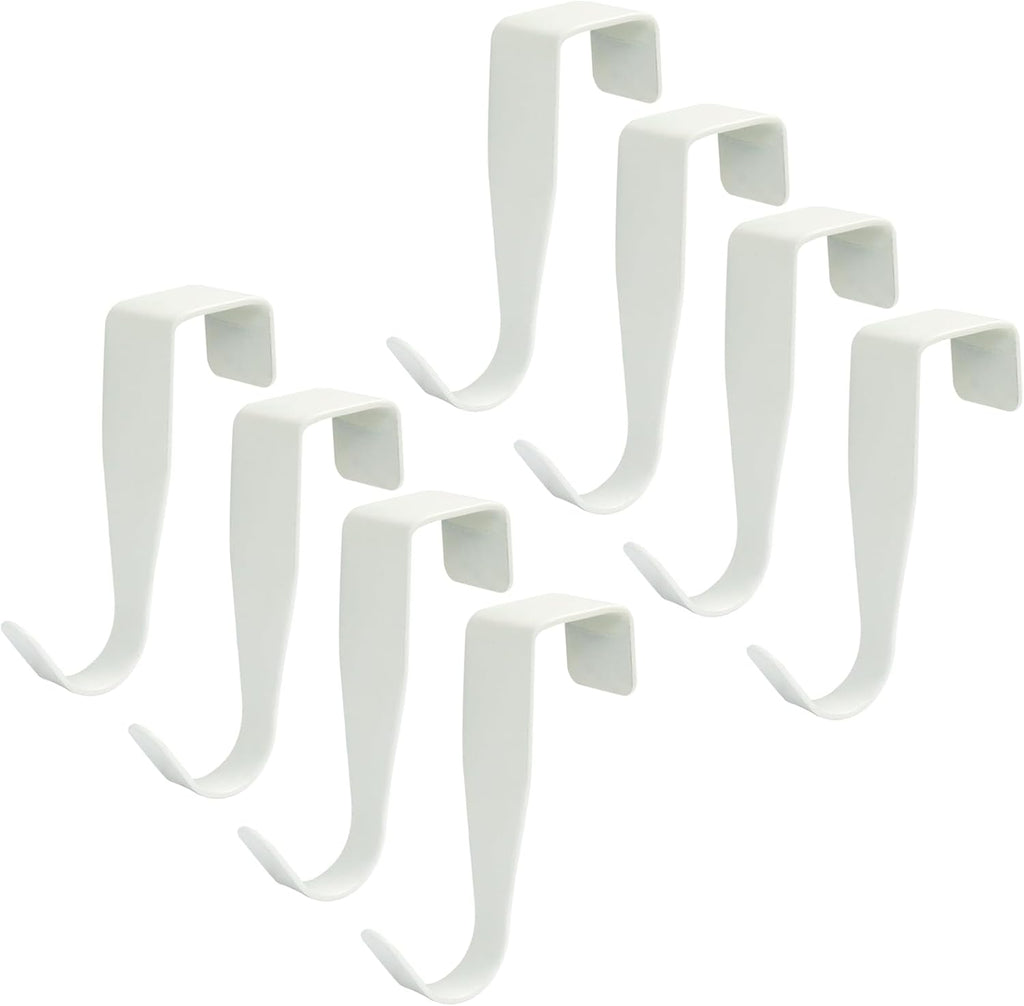 8 Pcs Over Cabinet Door Hook, J-Shape Carbon Steel, White
