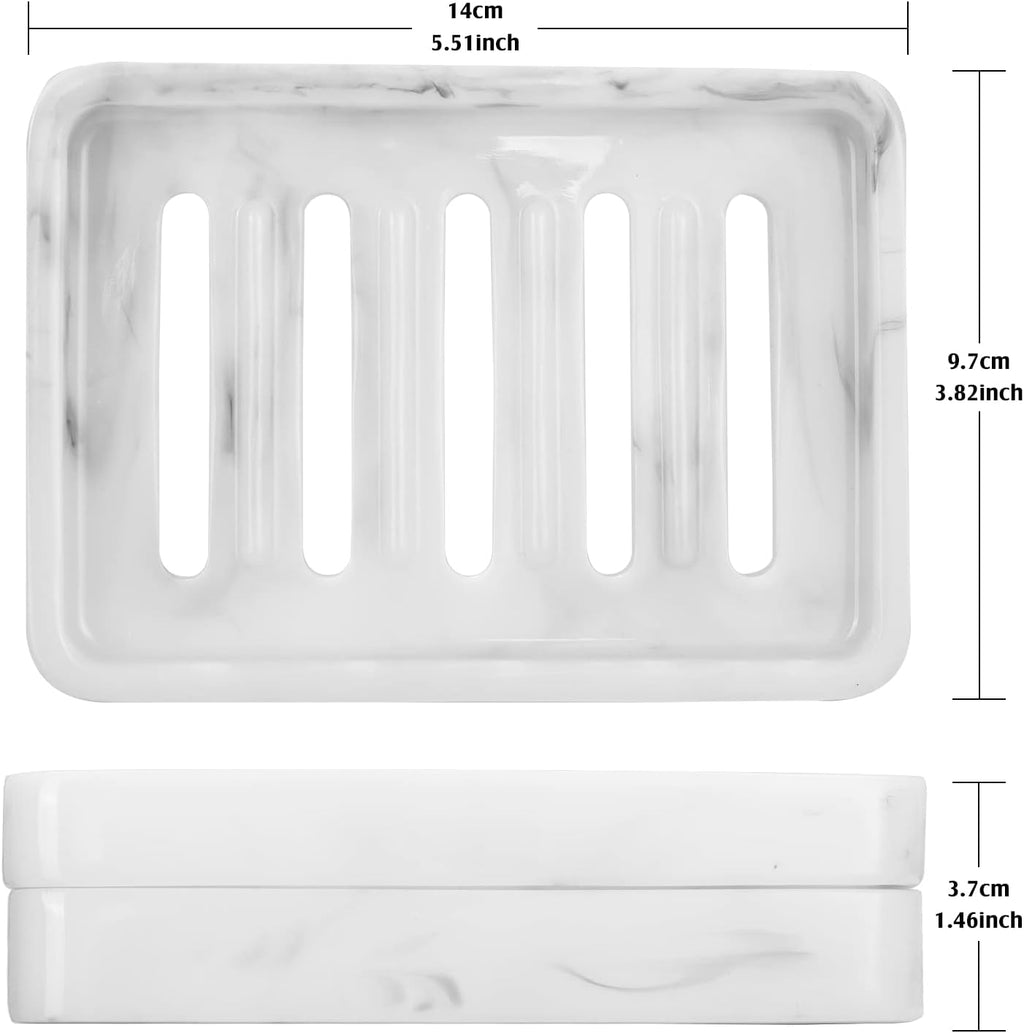 Shinowa Resin Soap Dish, Self-Draining Bar Soap Tray with Drainable Board