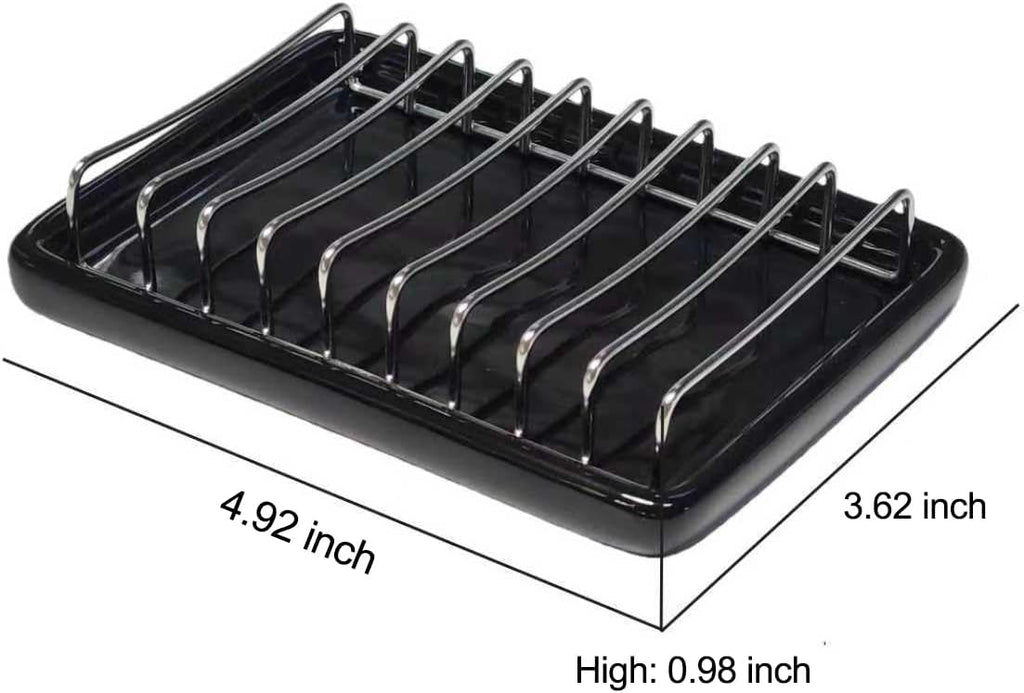 Soap Dish Drain Tray Self Draining Soap Holder Sponge Holder Soap Dishes for Shower, Bathroom, Kitchen Sink (1, C-Black)