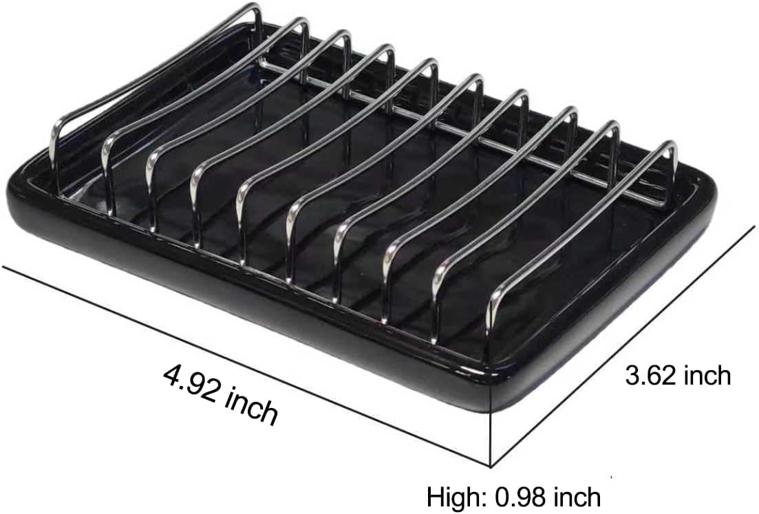 Soap Dish Drain Tray Self Draining Soap Holder Sponge Holder Soap Dishes for Shower, Bathroom, Kitchen Sink (1, C-Black)