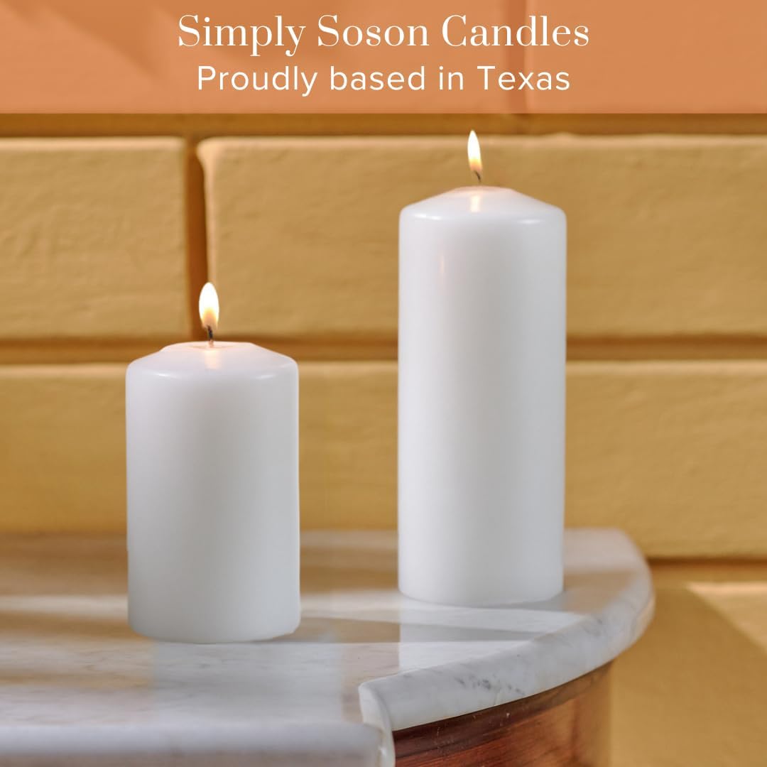 Simply Soson White Pillar Candles 2.75x6 Set of 6, Unscented Bulk Pack
