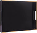 MAONAME Black Decorative Tray, Rectanrle Plastic Serving Tray with Handles