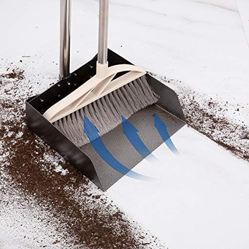 Dust Pan with Long Handle - 39”Heavy Duty Metal Dustpan | Standing Dustpan